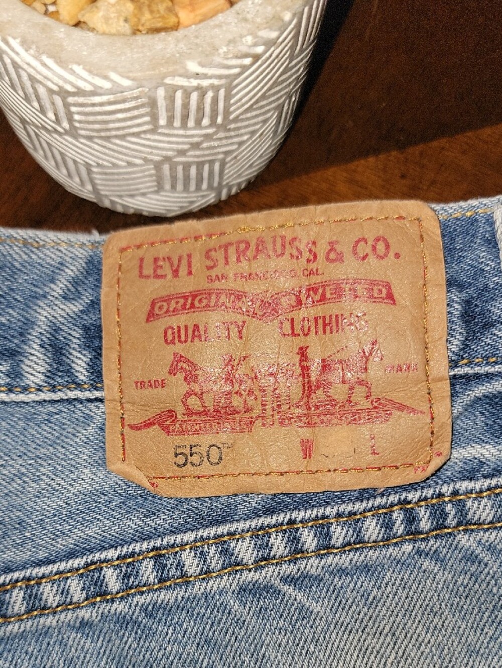 Vintage 550 Custom Levi's Etsy Medium Blue Denim Cuffed Jean Shorts Sz 33 - Picture 3 of 6